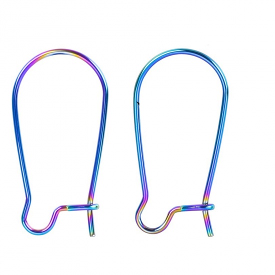 Imagen de Acero Inoxidable Gancho para la oreja En forma de U Multicolor 21mm x 10mm, Post/ Wire Size: (20 gauge), 10 Unidades