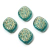 Picture of Acrylic Retro Beads Rhombus Green Blue Carved Pattern Pattern About 20mm x 16mm, Hole: Approx 1.5mm, 10 PCs