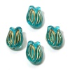 Picture of Acrylic Retro Beads Tulip Flower Green Blue About 16mm x 12mm, Hole: Approx 1.2mm, 10 PCs