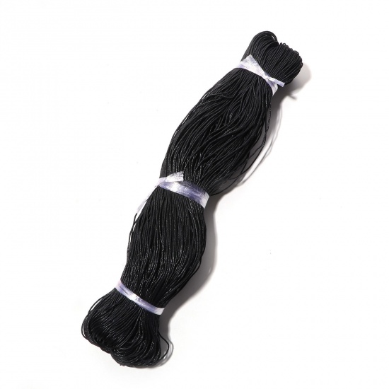 綿 コットン ジュエリー ワックスロープ 黒 1.5mm、 1 巻 (約 350 メートル/巻) の画像