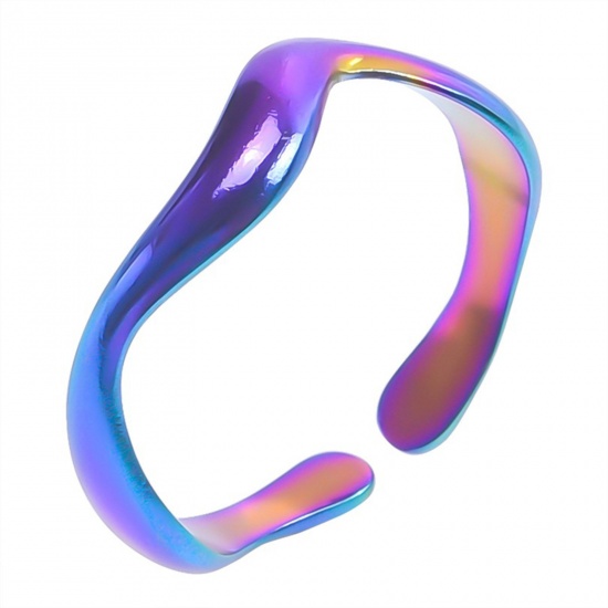 Immagine di Acciaio Inossidabile Stile Ins Aperto Regolabile Anello Multicolore Onda 18.1mm (taglia di US: 8), 1 Pz