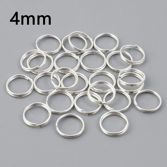 Bild von 0.6mm Eisenlegierung Spaltring Doppelt Bindering Rund Versilbert 4mm D., 200 Stück