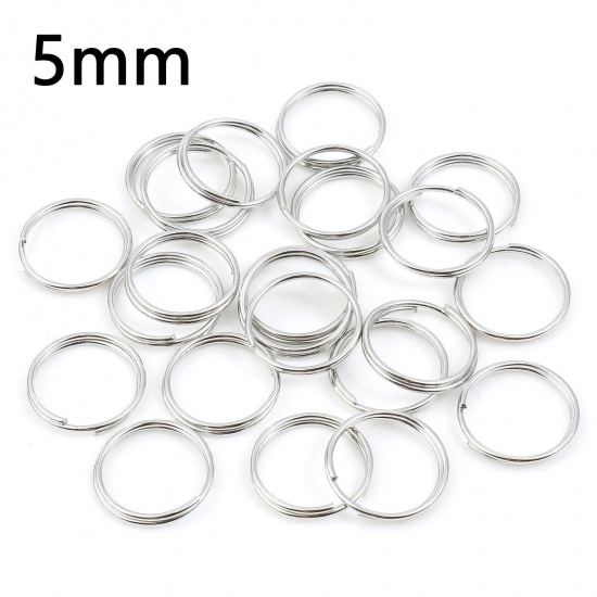 Bild von 0.6mm Eisenlegierung Spaltring Doppelt Bindering Rund Silberfarbe 5mm D., 200 Stück