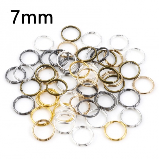 Bild von 0.6mm Eisenlegierung Spaltring Doppelt Bindering Rund Zufällig mixt 7mm D., 200 Stück