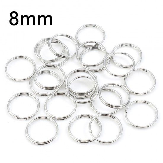 Bild von 0.7mm Eisenlegierung Spaltring Doppelt Bindering Rund Silberfarbe 8mm D., 200 Stück