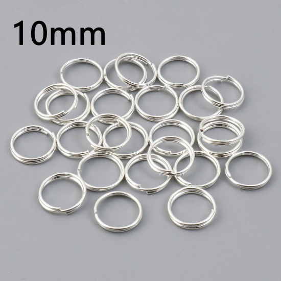 Bild von 0.7mm Eisenlegierung Spaltring Doppelt Bindering Rund Versilbert 10mm D., 200 Stück