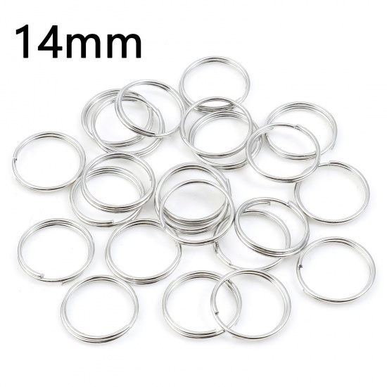 Bild von 0.8mm Eisenlegierung Spaltring Doppelt Bindering Rund Silberfarbe 14mm D., 200 Stück