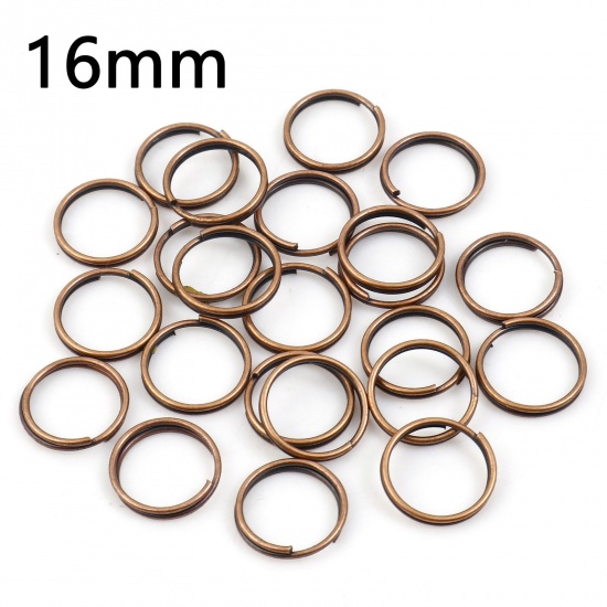 Bild von 1mm Eisenlegierung Spaltring Doppelt Bindering Rund Rotkupferfarbe 16mm D., 200 Stück