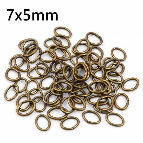 Bild von 0.9mm Eisenlegierung Offen Bindering Oval Bronzefarbe 7mm x 5mm, 300 Stück