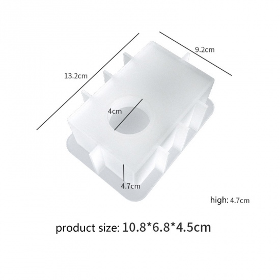 Silicone Resin Mold For Jewelry Making Candlestick Rectangle White 13.2cm x 9.2cm, 1 Piece の画像