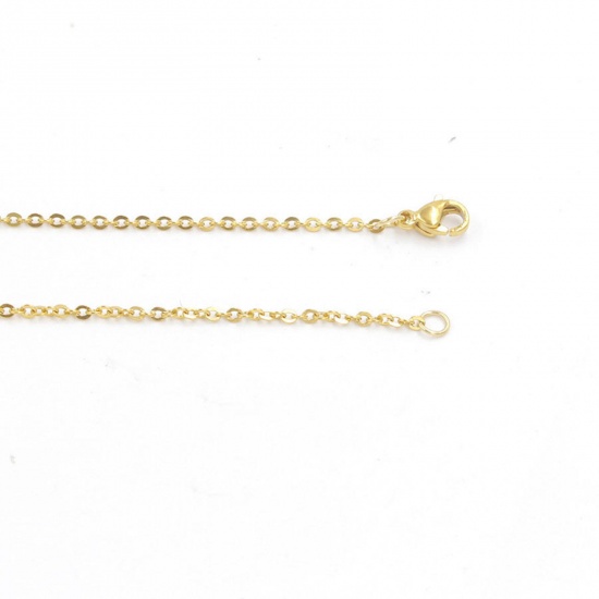 Picture of Stainless Steel Link Cable Chain Necklace 18K Gold Plated 60cm(23 5/8") long, Chain Size: 1mm, 2 PCs