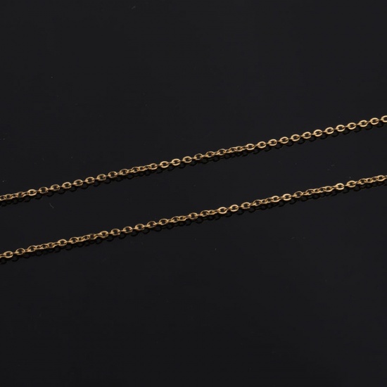 Picture of Stainless Steel Link Cable Chain Necklace 18K Gold Plated 75cm(29 4/8") long, Chain Size: 1.5mm, 2 PCs