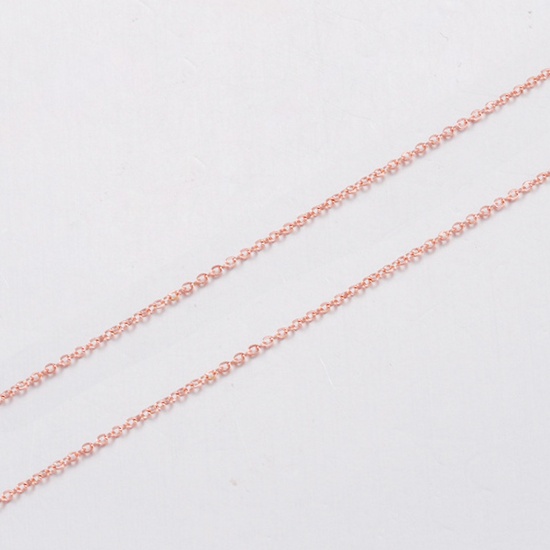 Immagine di Acciaio Inossidabile Cavo Catena Collana Oro Rosa 40cm Lunghezza, Dimensione della Catena 1mm, 2 Pz
