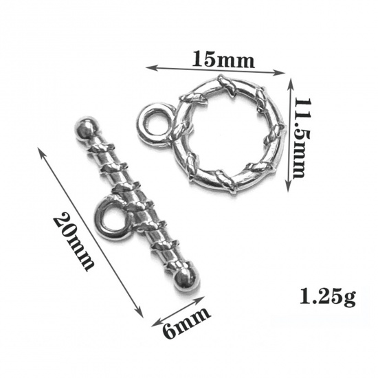 Immagine di 304 Acciaio Inossidabile Alternare Fermagli Tondo Striscia Tono Argento 1 Serie