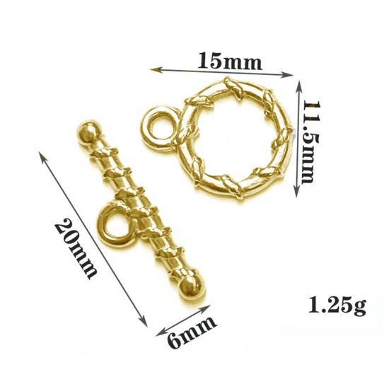 Immagine di 304 Acciaio Inossidabile Alternare Fermagli Tondo Striscia Oro Placcato 1 Serie