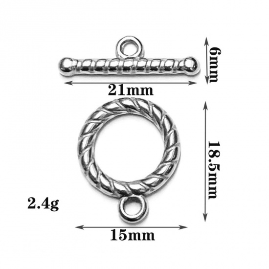 Immagine di 304 Acciaio Inossidabile Alternare Fermagli Tondo Striscia Tono Argento 1 Serie
