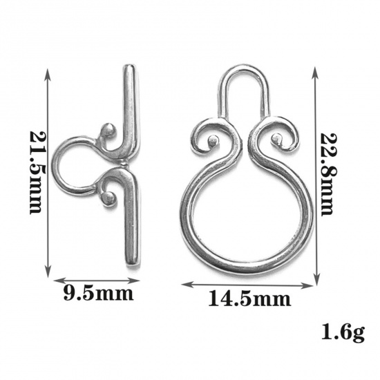 Immagine di 304 Acciaio Inossidabile Alternare Fermagli Geometrica Filigrana Tono Argento 1 Serie