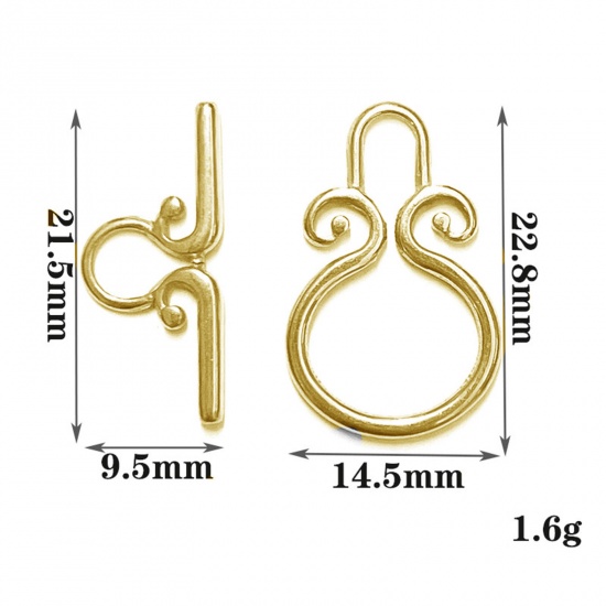 Immagine di 304 Acciaio Inossidabile Alternare Fermagli Geometrica Filigrana Oro Placcato 1 Serie