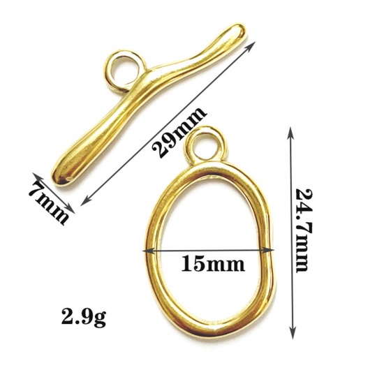 Immagine di 304 Acciaio Inossidabile Alternare Fermagli Ovale Oro Placcato 1 Serie
