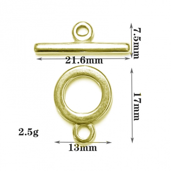 Immagine di 304 Acciaio Inossidabile Alternare Fermagli Tondo Oro Placcato 1 Serie