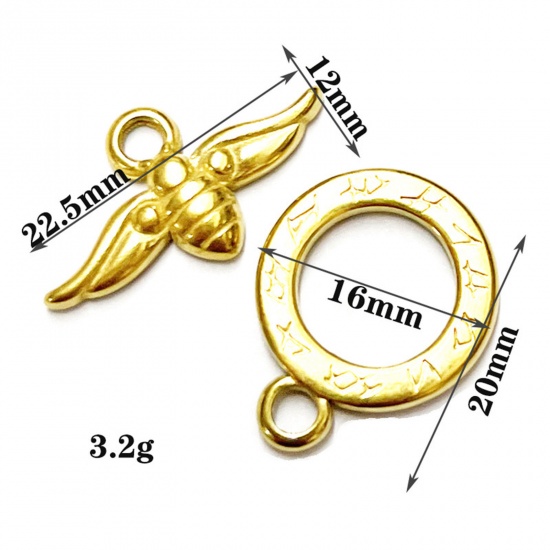 Immagine di 304 Acciaio Inossidabile Alternare Fermagli Tondo Geometria Oro Placcato 1 Serie