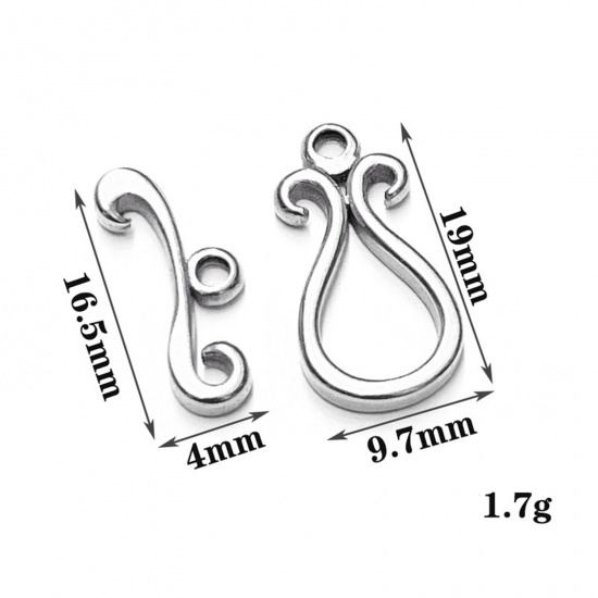 Immagine di 304 Acciaio Inossidabile Alternare Fermagli Geometrica Filigrana Tono Argento 1 Serie