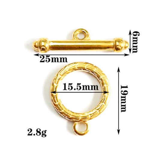 Immagine di 304 Acciaio Inossidabile Alternare Fermagli Tondo Geometria Oro Placcato 1 Serie