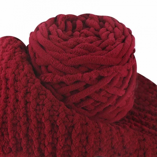 テリレンスーパーソフトヤーン 毛糸 編み物 手編み糸  赤ワイン色 1 巻 の画像