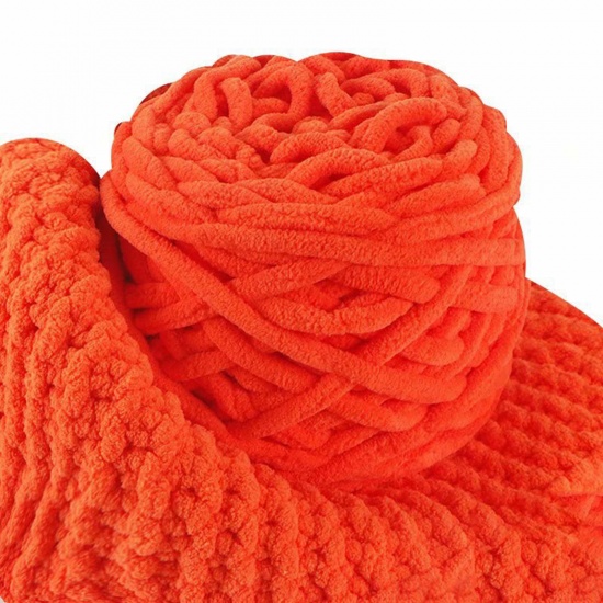 テリレンスーパーソフトヤーン 毛糸 編み物 手編み糸  橙赤色 1 巻 の画像