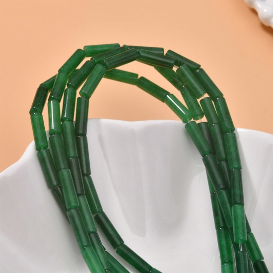 Immagine di Giada Malese ( Naturale ) Stile Ins Perline Verde Cilindrico 13mm x 4mm, Foro: Circa 0.6mm, 1 Filo (Circa 28 Pz/Treccia)