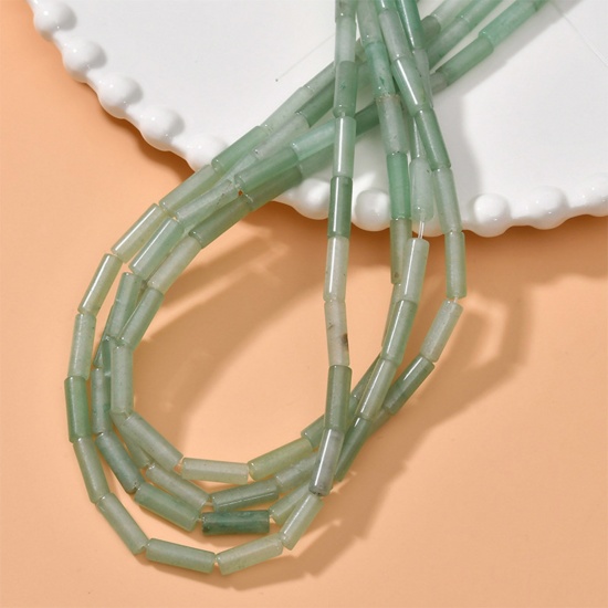 Immagine di Tanglin Giada ( Naturale ) Stile Ins Perline Verde Cilindrico 13mm x 4mm, Foro: Circa 0.6mm, 1 Filo (Circa 28 Pz/Treccia)