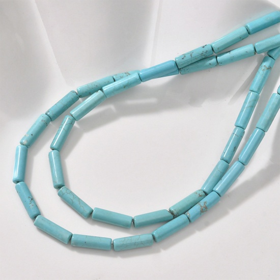 Immagine di Turchese ( Sintetico ) Stile Ins Perline Verde Cilindrico 13mm x 4mm, Foro: Circa 0.6mm, 1 Filo (Circa 28 Pz/Treccia)