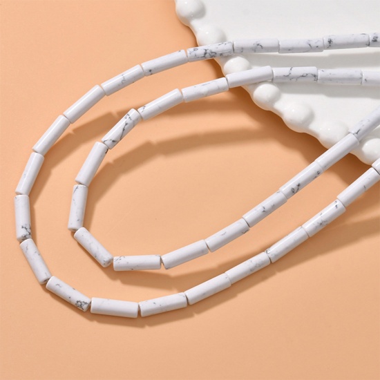Immagine di Howlite Bianco ( Sintetico ) Stile Ins Perline Bianco Cilindrico 13mm x 4mm, Foro: Circa 0.6mm, 1 Filo (Circa 28 Pz/Treccia)