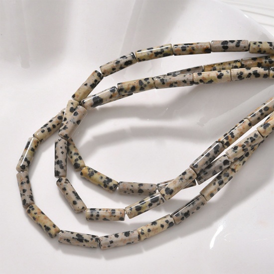 Bild von Gesprenkelter Stein Kalkstein ( Natur ) Ins Stil Perlen Zylinder Braun ca. 13mm x 4mm, Loch:ca. 0.6mm, 1 Strang (ca. 28 Stück/Strang)