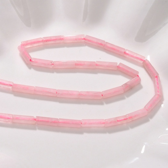 Immagine di Quarzo Rosa ( Naturale ) Stile Ins Perline Rosa Scuro Cilindrico 13mm x 4mm, Foro: Circa 0.6mm, 1 Filo (Circa 28 Pz/Treccia)