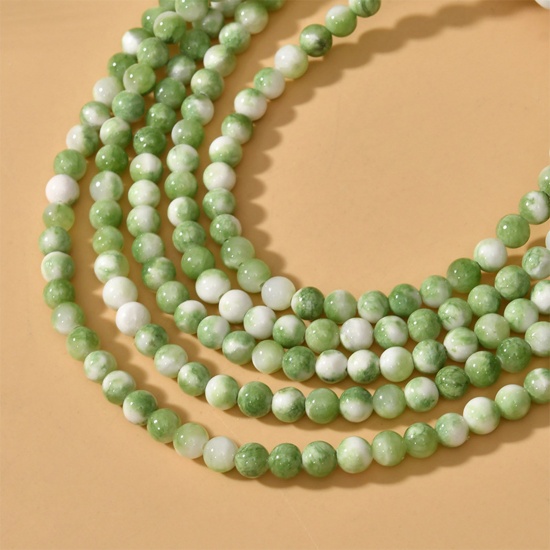 Stone ( Natural Dyed ) Ins Style Loose Beads Round Fruit Green About 6mm Dia., Hole: Approx 1.2mm, 1 Piece (Approx 65 PCs/Strand) の画像