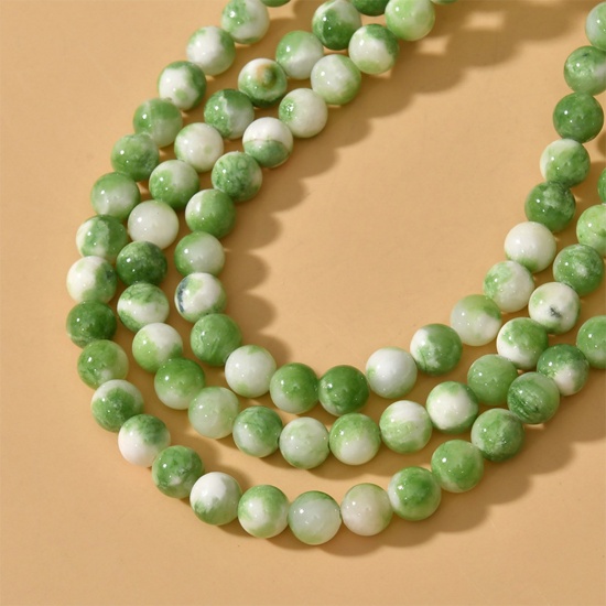 Stone ( Natural Dyed ) Ins Style Loose Beads Round Fruit Green About 8mm Dia., Hole: Approx 1.2mm, 1 Piece (Approx 50 PCs/Strand) の画像
