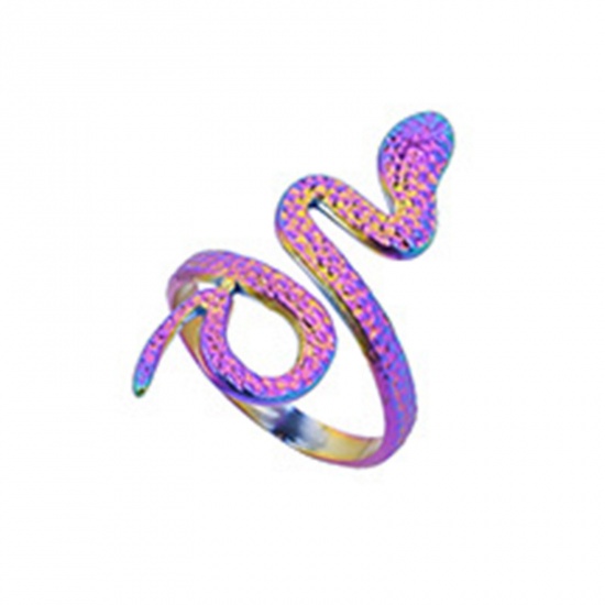Immagine di Acciaio Inossidabile Stile Ins Aperto Regolabile Anello Multicolore Serpente 18.1mm (taglia di US: 8), 1 Pz