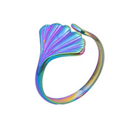 Immagine di Acciaio Inossidabile Stile Ins Aperto Regolabile Anello Multicolore Conchiglia 18.1mm (taglia di US: 8), 1 Pz