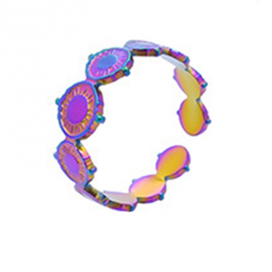 Immagine di Acciaio Inossidabile Stile Ins Aperto Regolabile Anello Multicolore Sole 18.1mm (taglia di US: 8), 1 Pz