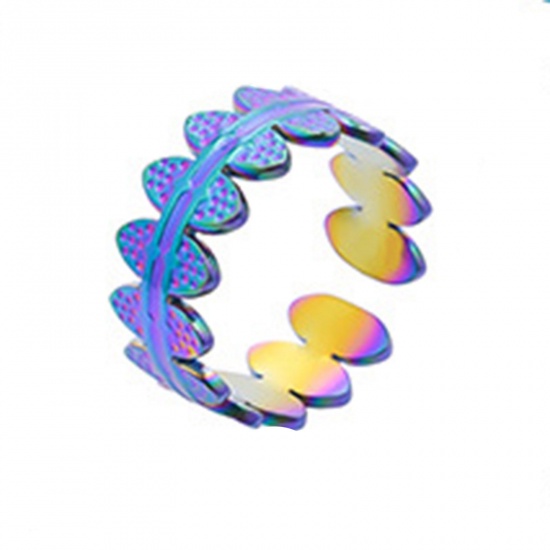 Immagine di Acciaio Inossidabile Stile Ins Aperto Regolabile Anello Multicolore Ovale 18.1mm (taglia di US: 8), 1 Pz