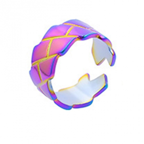 Immagine di Acciaio Inossidabile Stile Ins Aperto Regolabile Anello Multicolore Geometria 18.1mm (taglia di US: 8), 1 Pz