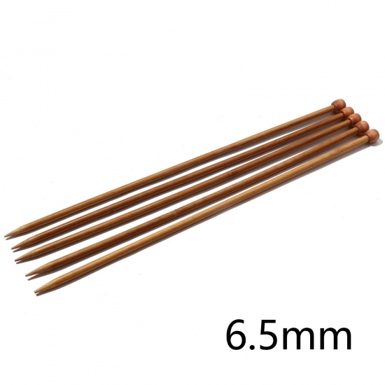 Picture of (US10.5 6.5mm) Bamboo Single Pointed Knitting Needles Brown 35cm(13 6/8") long, 5 PCs