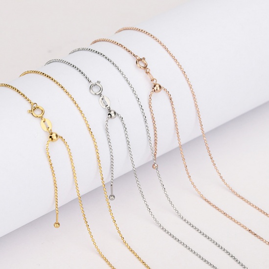 Imagen de 304 Acero Inoxidable Sencillo Textura Cadena Collares 18k Chapado en Oro Número Ajustable 46cm longitud, 1 Unidad