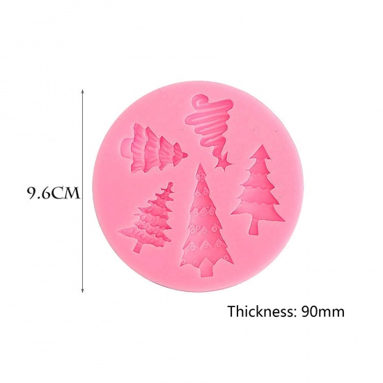 Immagine di Silicone Natale Muffa della Resina per Gioielli Rendendo Tondo Rosa 9.6cm Dia. 1 Pz