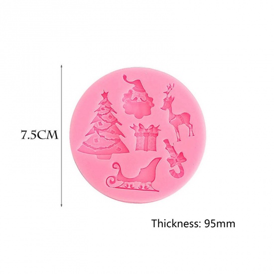 Immagine di Silicone Natale Muffa della Resina per Gioielli Rendendo Tondo Rosa 7.5cm Dia. 1 Pz