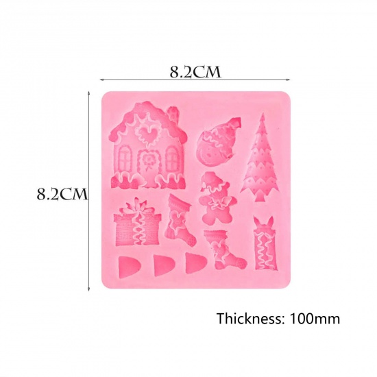 Imagen de Silicona Navidad Molde Cuadrado Rosado 8.2cm x 8.2cm, 1 Unidad