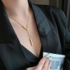 Bild von Titan Edelstahl Ins Stil Gliederkette Kette Halskette 18K Gold plattiert V-Form Quaste 41cm lang, 1 Strang