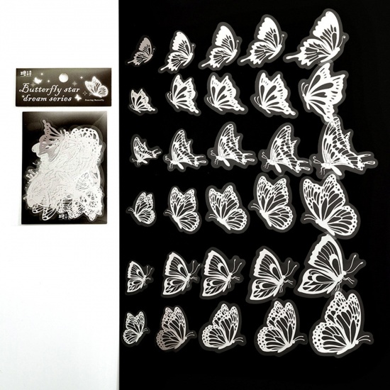Immagine di 3# PET DIY Decorazione Di Scrapbook Adesivi Bianco Farfalla Filigrana 1 Serie ( 30 Pz/Serie)