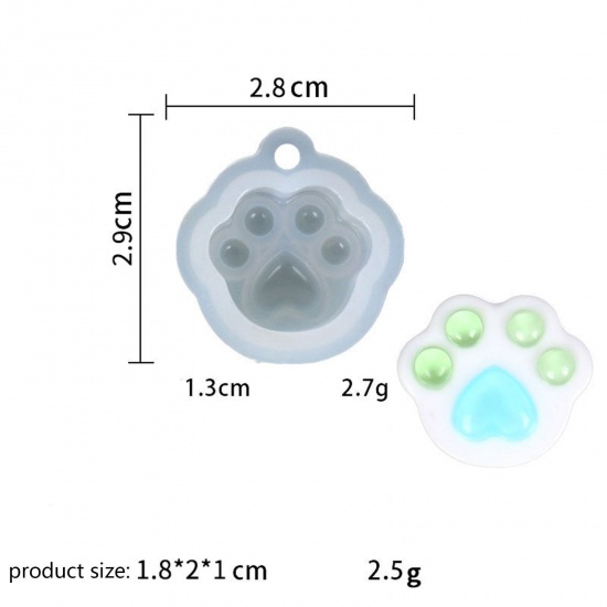Immagine di Silicone Muffa della Resina per Gioielli Rendendo Orma di Zampa Bianco 2.9cm x 2.8cm, 2 Pz